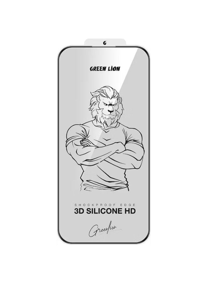 جرين ليون واقي شاشة لآيفون 17 / زجاج حافة عالي الدقة 3D سيليكون بلس / زجاج مضاد للخدش لآيفون 17 / واقي شاشة مضاد للبصمات - حافة سوداء / شفاف - Image 1