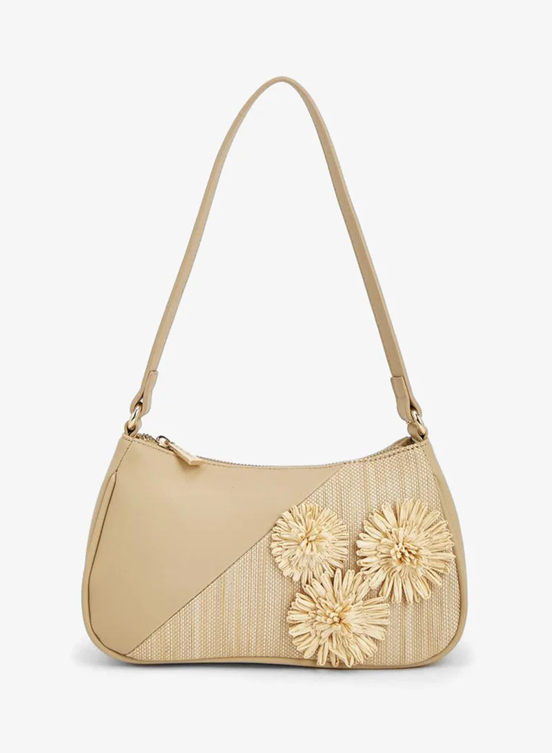 Flora Bella 3D Applique Shoulder Bag With Zip Closure