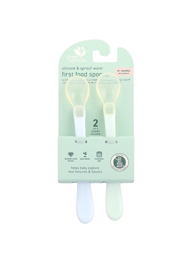 green sprouts Green Sprouts, Silicone & Sprout Ware®, First Food Spoons, 6+ Months, Light Ealight, 2 Pack  - Image 1