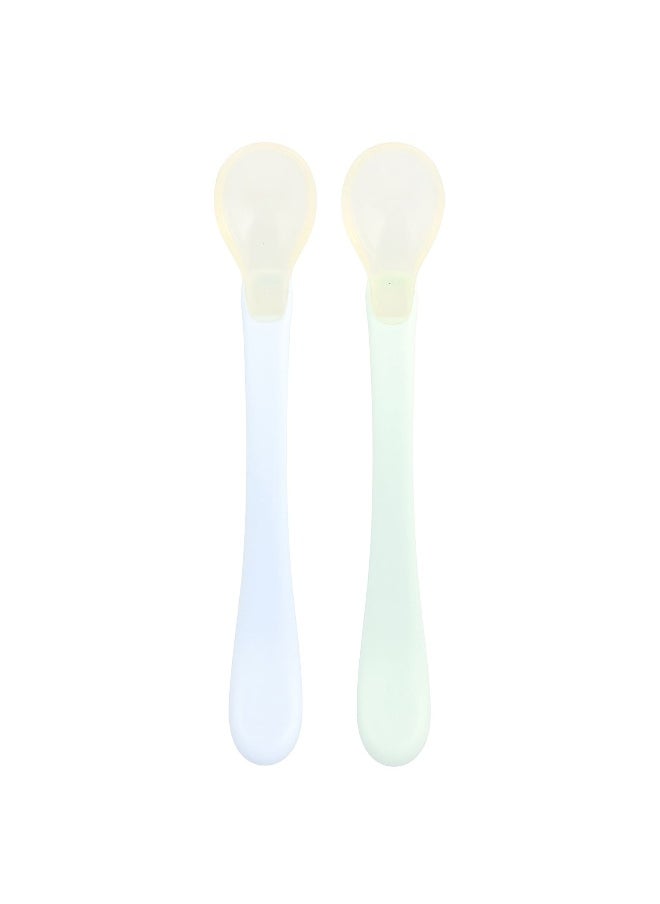 green sprouts Green Sprouts, Silicone & Sprout Ware®, First Food Spoons, 6+ Months, Light Ealight, 2 Pack  - Image 3