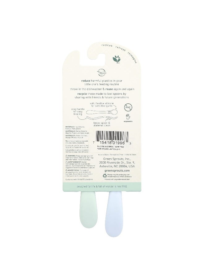 green sprouts Green Sprouts, Silicone & Sprout Ware®, First Food Spoons, 6+ Months, Light Ealight, 2 Pack  - Image 2