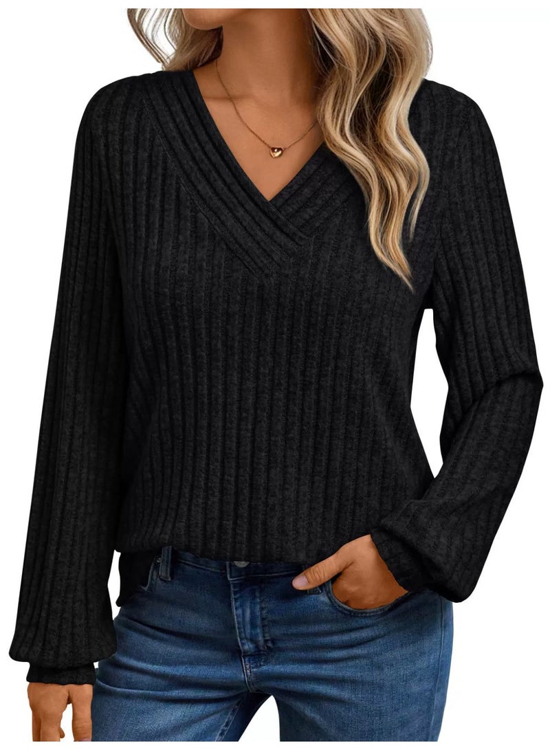 general Women Long Sleeve Shirts Fall V Neck Work Tops 2026 Fashion Tunic Sweaters Dressy Casual Winter Blouse Trendy Outfits - Image 1