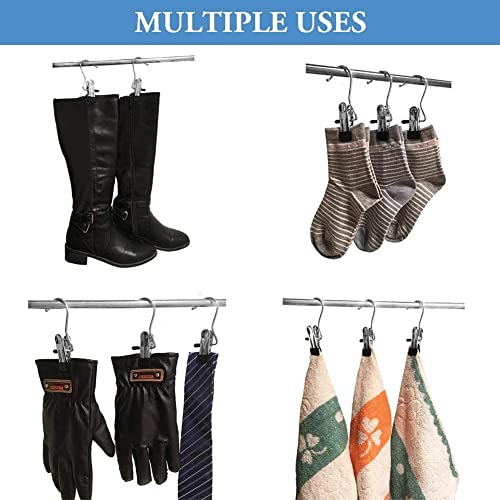 ZIVIK 4 PCS Laundry Hanging Hooks Clips Hanger Clips Boot Hangers Stainless Steel Portable Travel Hanging Drying Clothes Pins for Closet Home Clothing Trouser Towel Sock (4) - Image 4