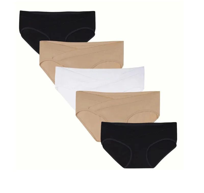 TUMMY Bamboo Cotton Low-waist Maternity Panty Pack of 5 - Multicolor Pack