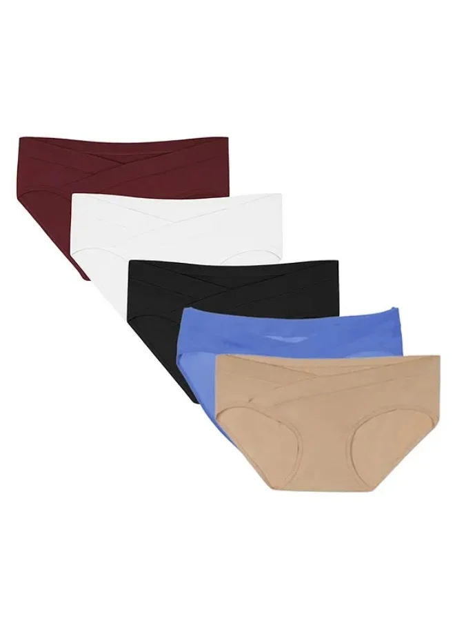TUMMY Bamboo Cotton Low-waist Maternity Panty Pack of 5 - Multicolor Pack