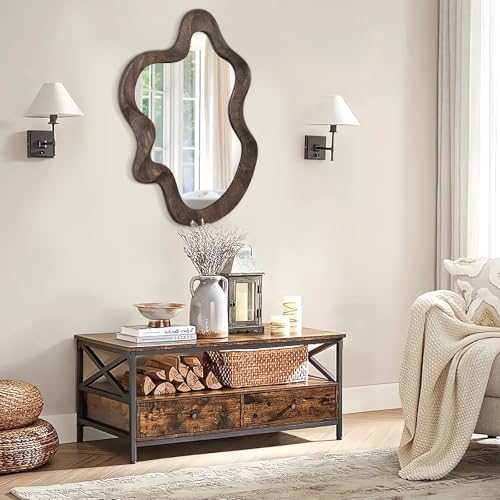 Lzuso Asymmetrical Wavy Mirror for Wall Decor - Large Cute and Stylish Unique Wooden Framed Artistic Cloud Mirror, 21.6"x15" - Decorative for Living Room, Bedroom, Bathroom, Entryway - Image 5