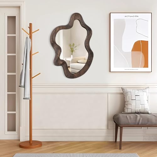 Lzuso Asymmetrical Wavy Mirror for Wall Decor - Large Cute and Stylish Unique Wooden Framed Artistic Cloud Mirror, 21.6"x15" - Decorative for Living Room, Bedroom, Bathroom, Entryway - Image 3