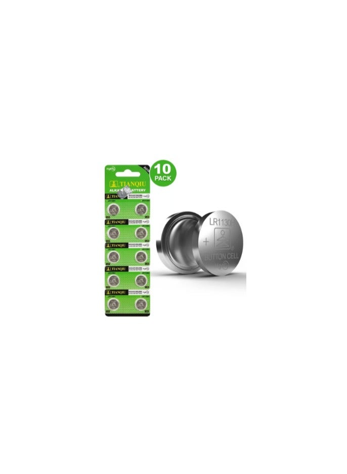 10-Pieces Tianqiu AG10/ LR1130H/ 389A 1.5V Alkaline Batteries
