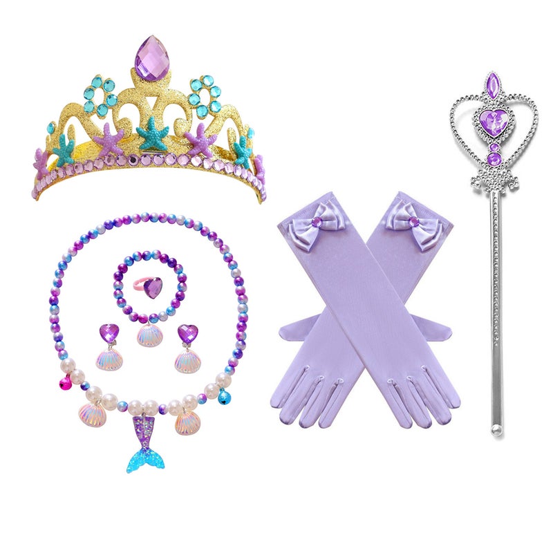 Generic Frozen Princess Heart Necklace Set Mermaid jewelry set