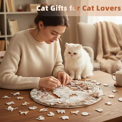Jollitot 3D Cats Puzzles Adults Gifts Wooden Jigsaw Puzzles for Adults Unique Animal Shape Wood Puzzles Christmas Birthday Gifts for Cat Lovers Friends 200 Pieces 114 114in - Image 5