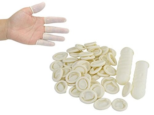 Nicedmm 200 Pcs Disposable Latex White Finger Cots - Tattoo Beauty Nail Anti-Static Finger Protector - Image 1