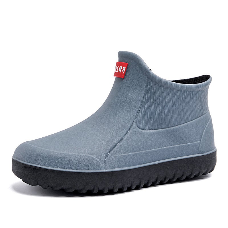 Cross-border low-top rain shoes mens outdoor waterproof shoes non-slip German fashion kitchen work shoes fishing car wash rubber shoes Green shoes - Image 2