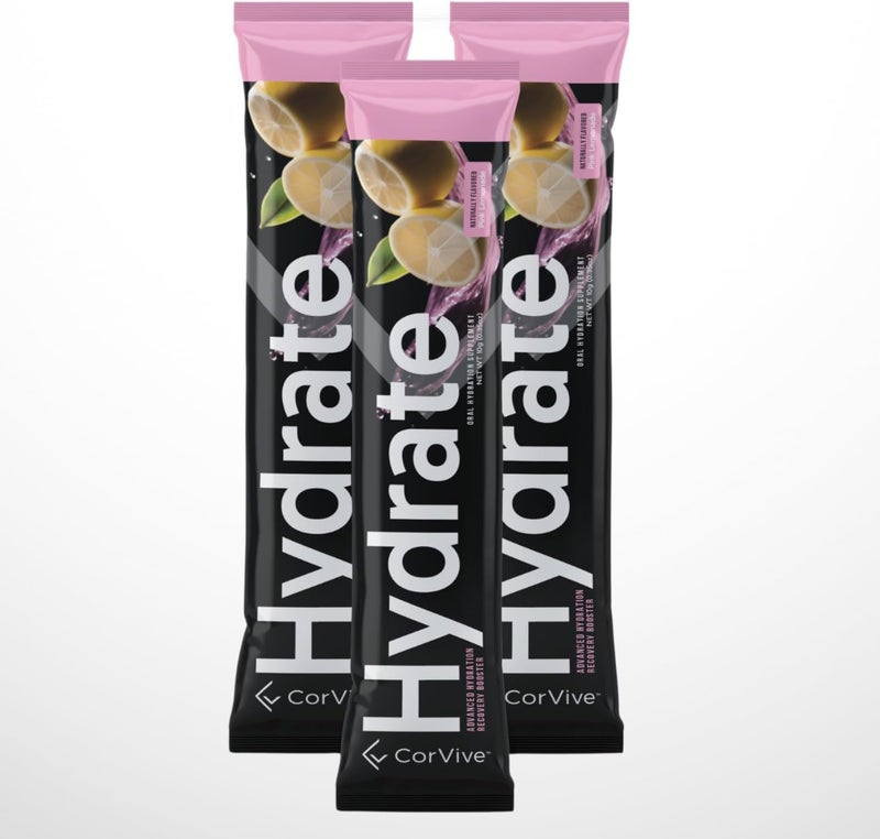 CorVive Hydrate Electrolyte Drink Mix  Pink Lemonade Flavor  NSF Certified  Electrolytes Vitamin C Magnesium Zinc Potassium  Used by Athletes  US Military  Boost Performance  15 Packs - Image 3