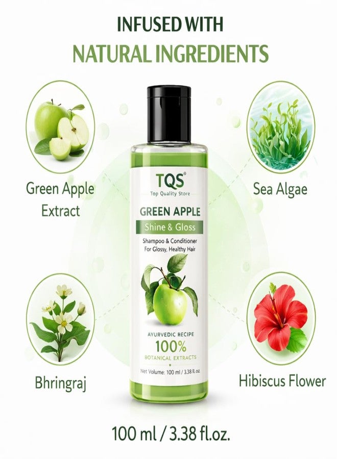 TQS Green Apple Shampoo for Glossy Hair | Ayurvedic Recipe with 100% Botanical Extracts | 100 ml - Image 2