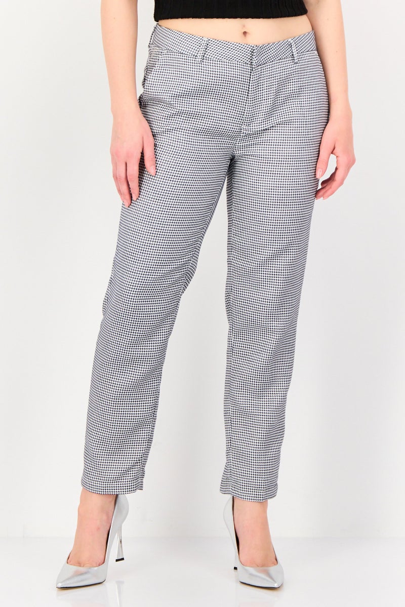 Reiko Women Cigarette Fit Diamond Pattern Dress Pants, Multicolor - Image 1