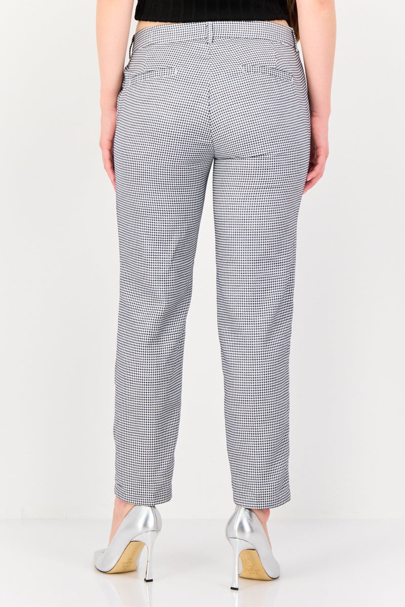 Reiko Women Cigarette Fit Diamond Pattern Dress Pants, Multicolor - Image 2