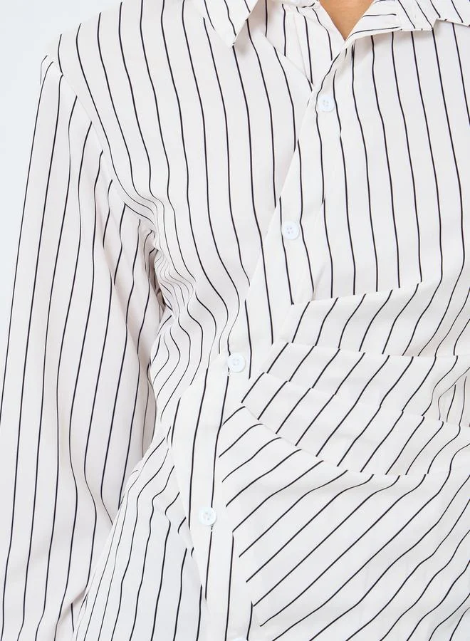 Take Two Take Two Striped Buttoned Wrap Top