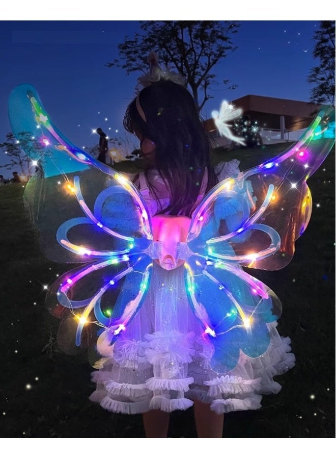 كتيكيوت إكسسوار زي أجنحة الجنية من إيف وينجز مع إضاءة ليد وموسيقى لحفلات الأطفال والبنات وأعياد الميلاد - Image 1