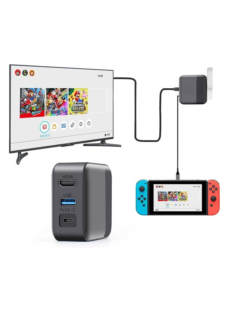 سيوسي شاحن محول للتبديل لمحول الشاحن Dock Dock 4K HDMI TV محول لمحول Nintendo Switch AC ووظائف Dock TV 2in 1 شحن سريع ومحمول - Image 1