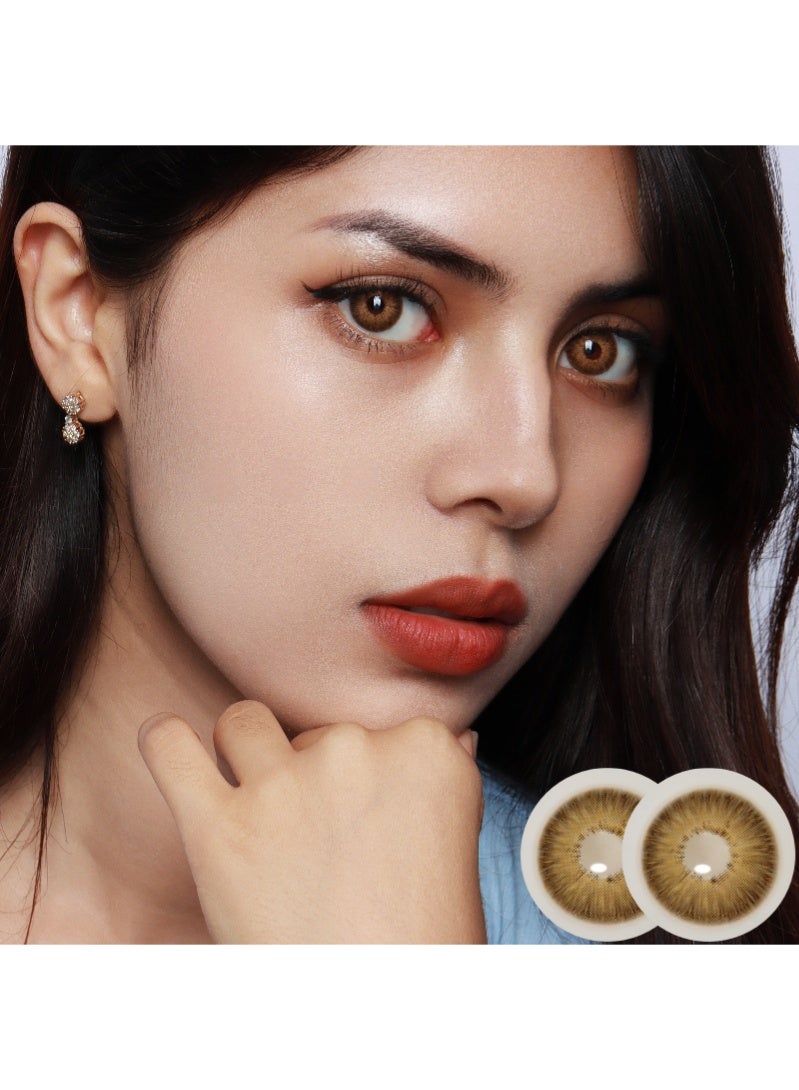 ARUWA Sahara Brown Lenses Yearly Colored Contact Lenses, Unisex Cosmetic Contact Lenses, Natural Fashion Lenses, 40% Water Soft Contacts,Lens Diameter 14.2mm - Image 1