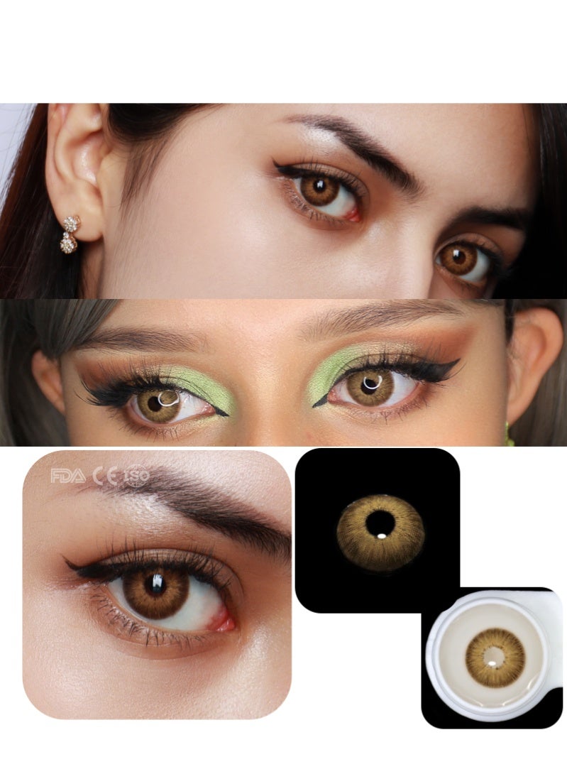ARUWA Sahara Brown Lenses Yearly Colored Contact Lenses, Unisex Cosmetic Contact Lenses, Natural Fashion Lenses, 40% Water Soft Contacts,Lens Diameter 14.2mm - Image 2