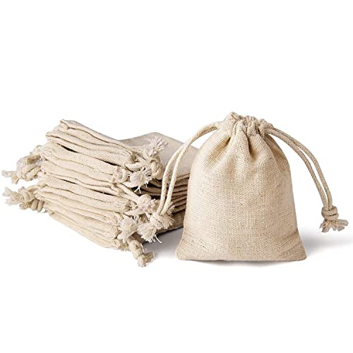 JIAKAI Pack of 20PCS 3x37Inch Double Drawstring Cotton Cloth Bag for Small Jewelry Bracelet Beads Spice Gift Bags - Image 1