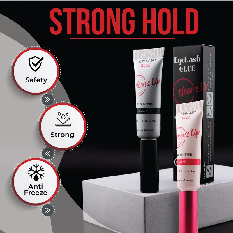 NOON'S UP Black Eyelash Glue - Super Strong Hold, Waterproof, Hypoallergenic Adhesive for Sensitive Eyes (0.14 Fl. Oz.) - Image 3