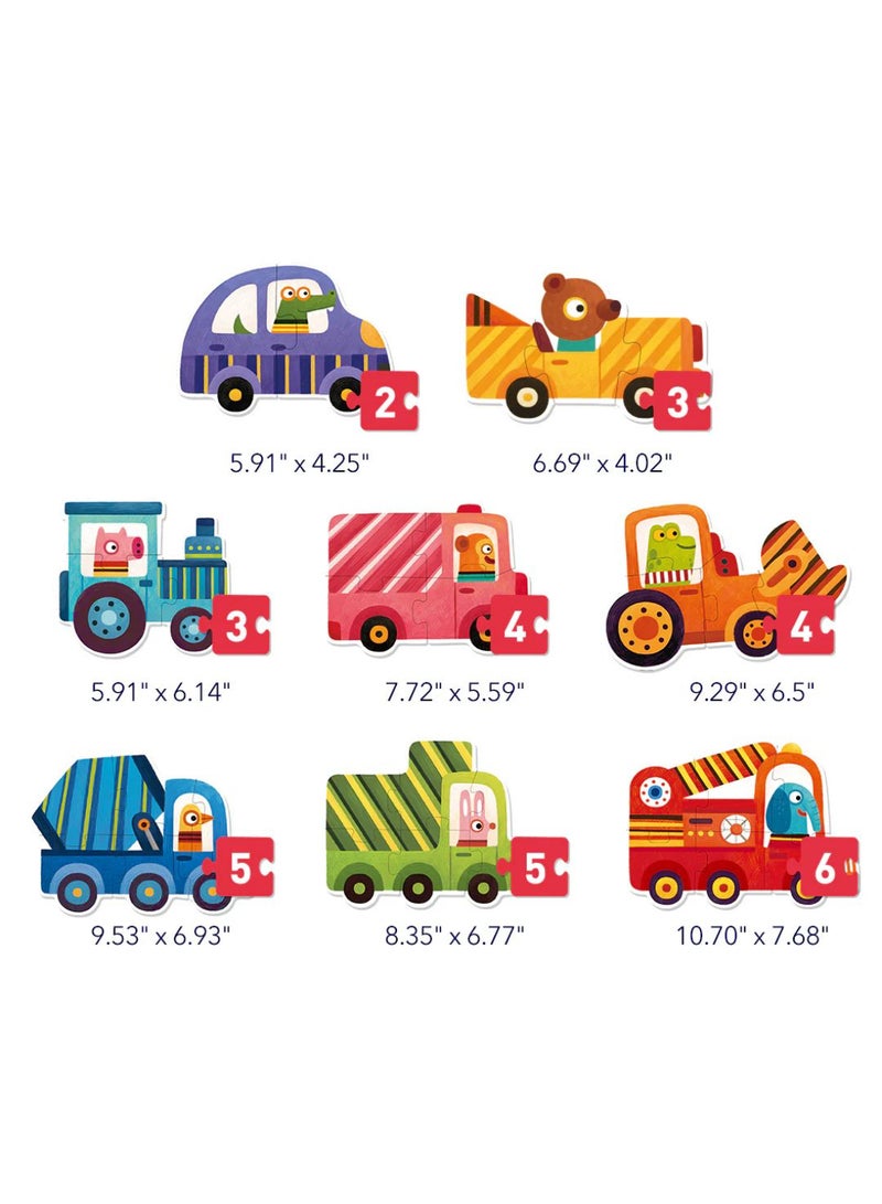 MiDeer Level Up! Puzzles with Storage Bag – Level 1: Animals & Vehicles (2 to 6 Pieces) | 18 Progressive Puzzles | Toddler Cognitive Development Kit  - Image 2