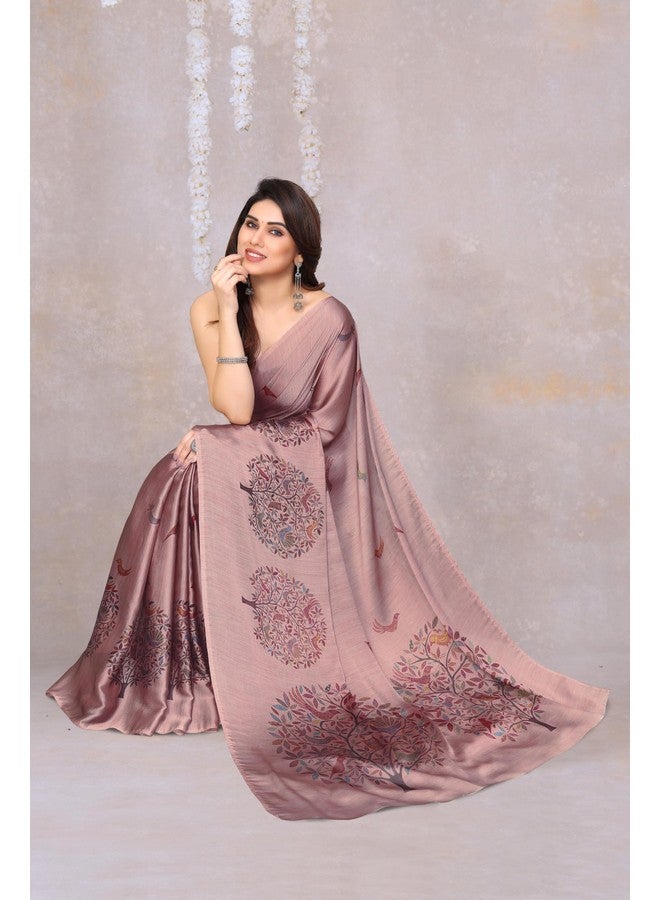 MIRCHI FASHION Chiffon Georgette Madhubani Printed Sarees for Women with Blouse Piece (37966-Light Pink, Multi) - Image 4