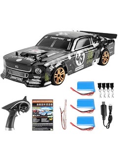 RC Drift Car, 1:18 Scale Remote Control Car, 2.4GHz 4WD 30KM/H High Speed RC Racing Car with LED Light Strip and 3 Batteries for Adults and Kids
