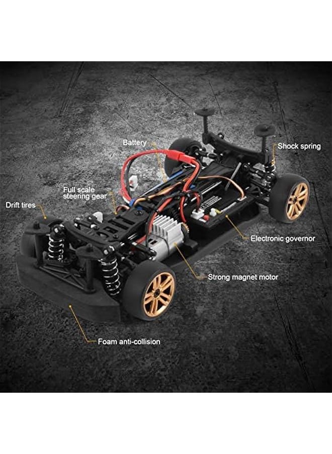 Generic - RC Drift Car, 1:18 Scale Remote Control Car, 2.4GHz 4WD 30KM/H High Speed RC Racing Car with LED Light Strip and 3 Batteries for Adults and Kids - Image 1