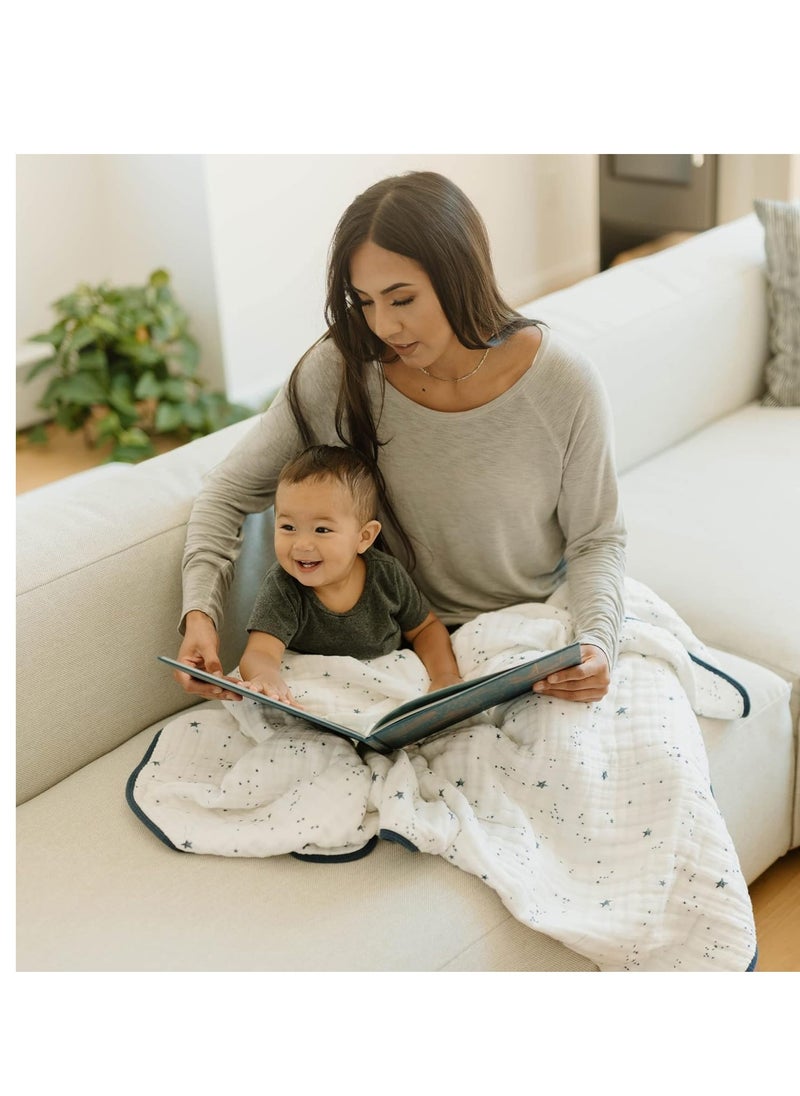 little unicorn Cotton Muslin Baby Blanket Shooting Stars  - Image 4