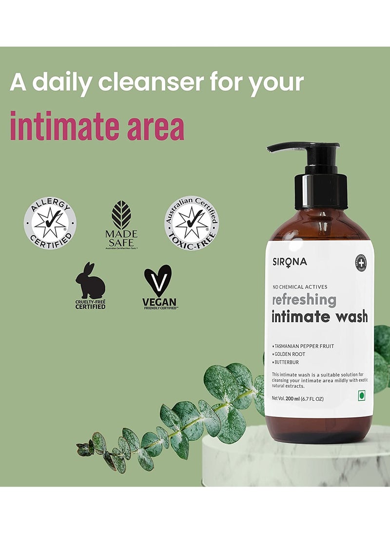 Sirona Natural Refreshing Intimate Wash - 6.7 Fl Oz | No Chemical, No Irritation, pH Balanced Famine Wash, Helps to Reduce Odor and Itching (200 ml)