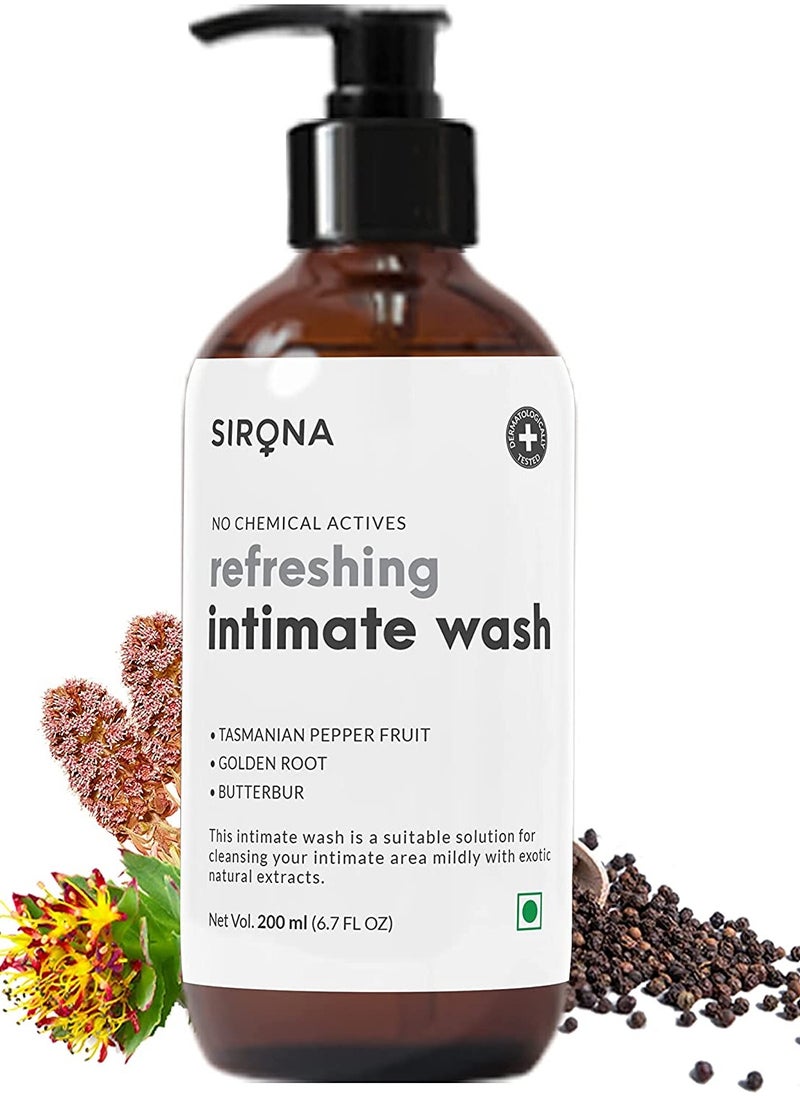Sirona Natural Refreshing Intimate Wash - 6.7 Fl Oz | No Chemical, No Irritation, pH Balanced Famine Wash, Helps to Reduce Odor and Itching (200 ml)