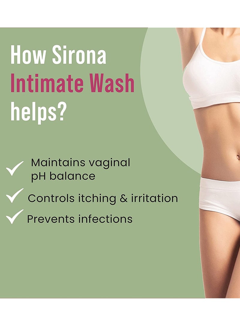 Sirona Natural Refreshing Intimate Wash - 6.7 Fl Oz | No Chemical, No Irritation, pH Balanced Famine Wash, Helps to Reduce Odor and Itching (200 ml)