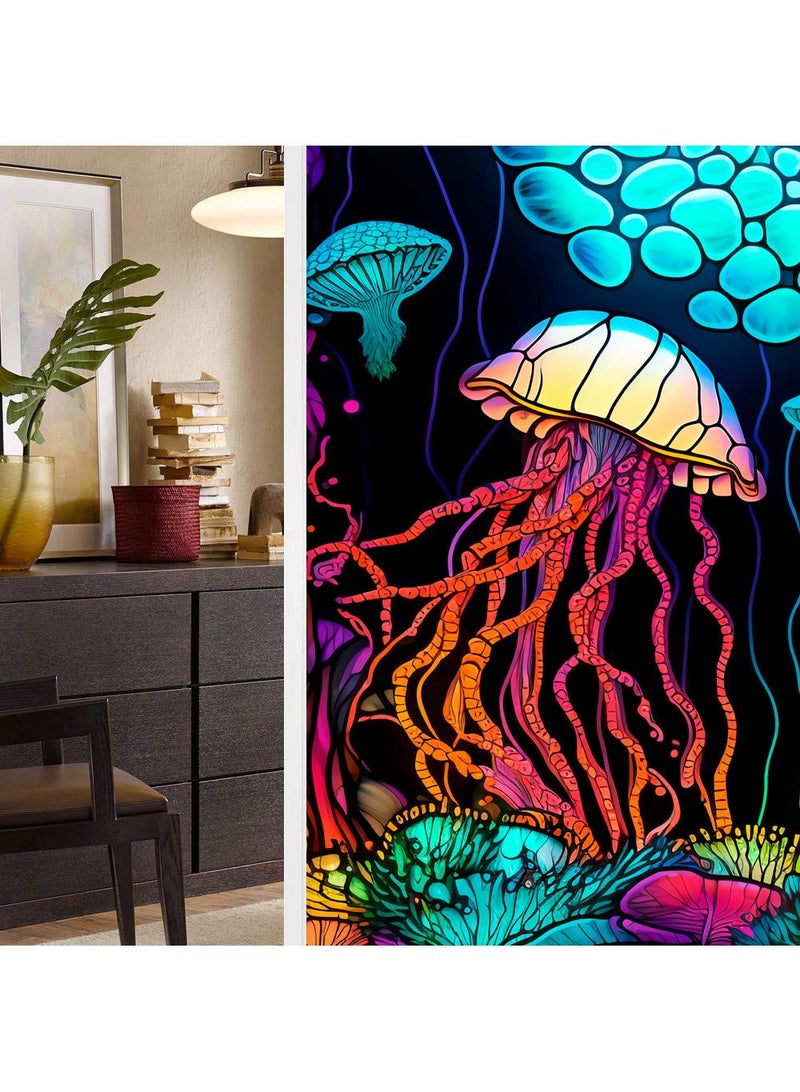 Colored retro PVC static glass sticker, adhesive free window sticker, removable glass window flower 60 * 100cm - Image 1