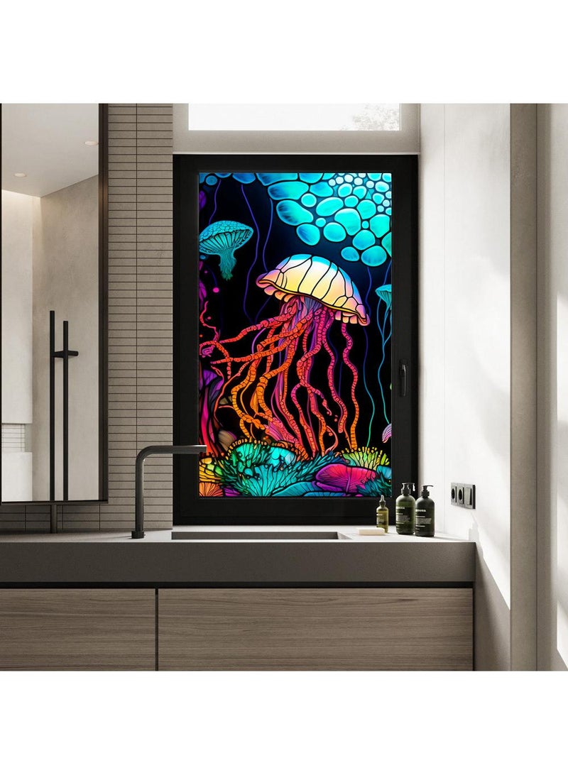 Colored retro PVC static glass sticker, adhesive free window sticker, removable glass window flower 60 * 100cm - Image 3
