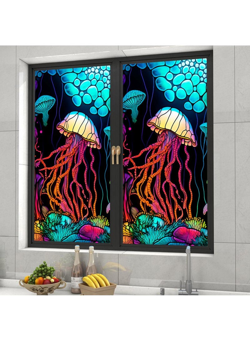Colored retro PVC static glass sticker, adhesive free window sticker, removable glass window flower 60 * 100cm - Image 5