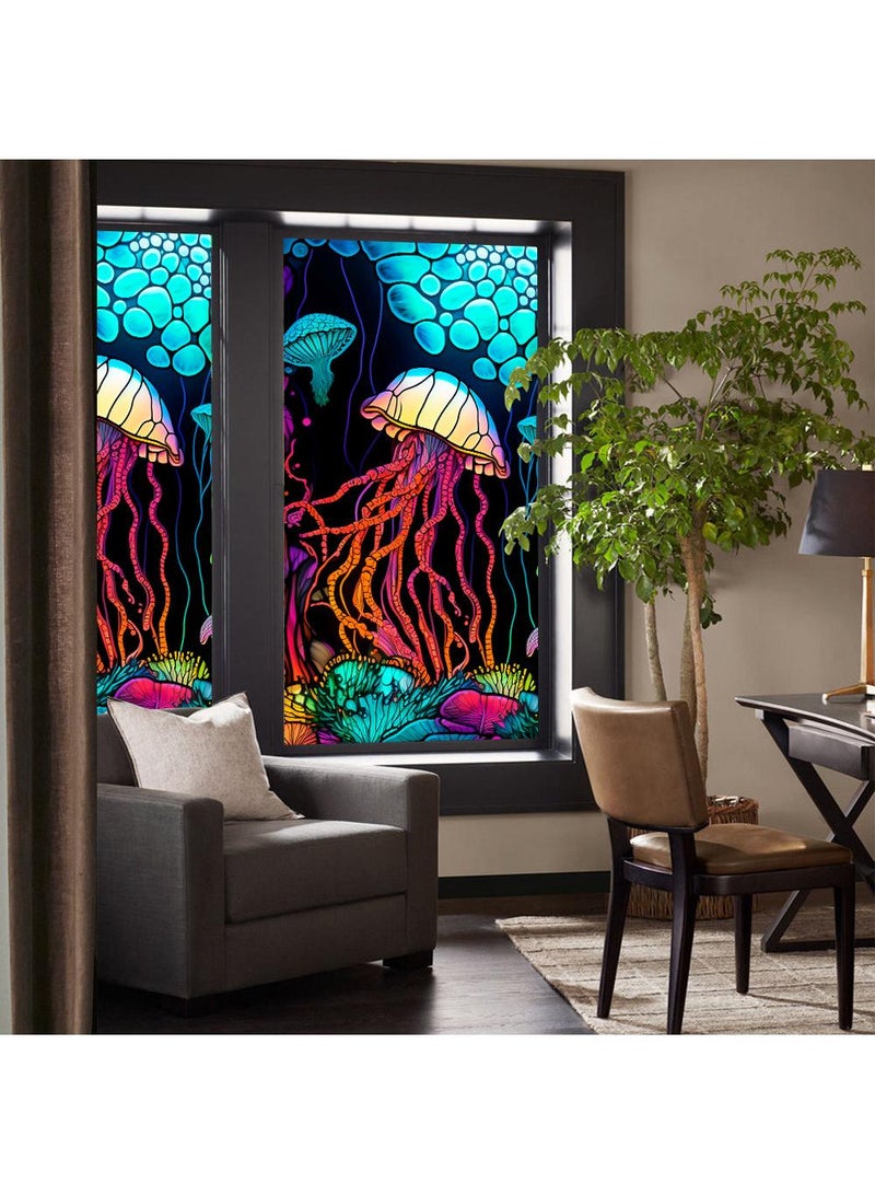 Colored retro PVC static glass sticker, adhesive free window sticker, removable glass window flower 60 * 100cm - Image 4