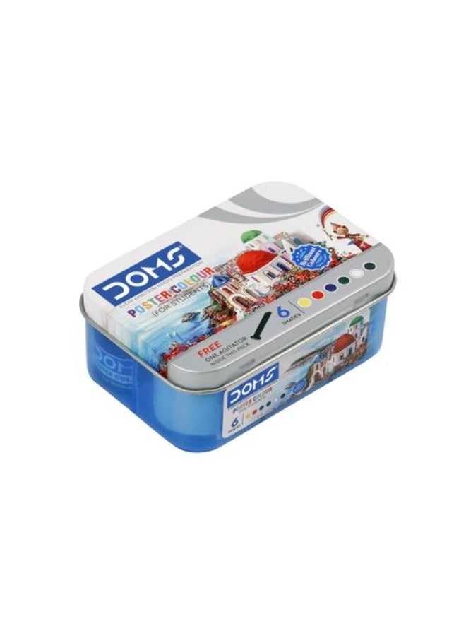 DOMS 7100 High Quality Poster Colour Pack of 6 Jars 10ml Each with Agitator for Students and Kids - Multi Color - Image 2