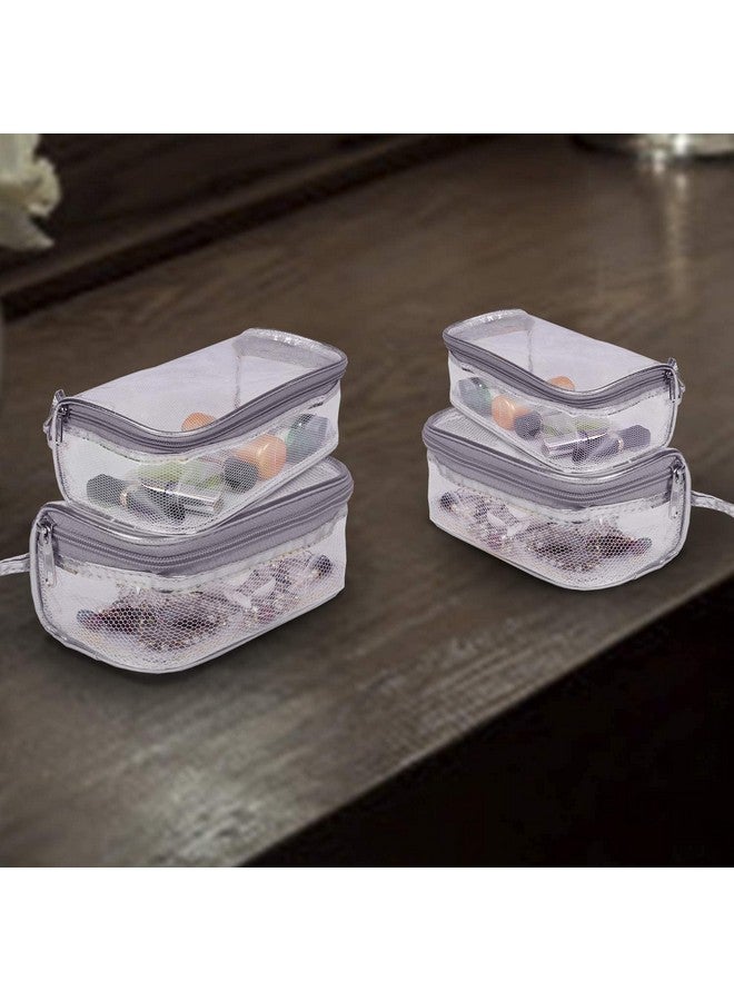 STACKRAID Set of 4 Transparent Cosmetic Storage Pouch, Travel Toiletry Bag Pouch, Vanity Pouch, Makeup Cosmetics kit Jewellery Organizer Jewelry Kit Pouch - Image 5