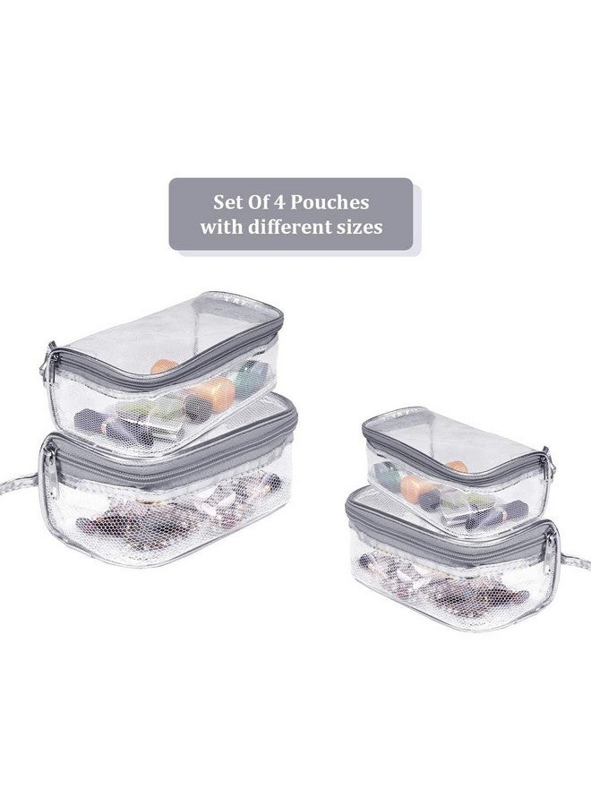 STACKRAID Set of 4 Transparent Cosmetic Storage Pouch, Travel Toiletry Bag Pouch, Vanity Pouch, Makeup Cosmetics kit Jewellery Organizer Jewelry Kit Pouch - Image 3