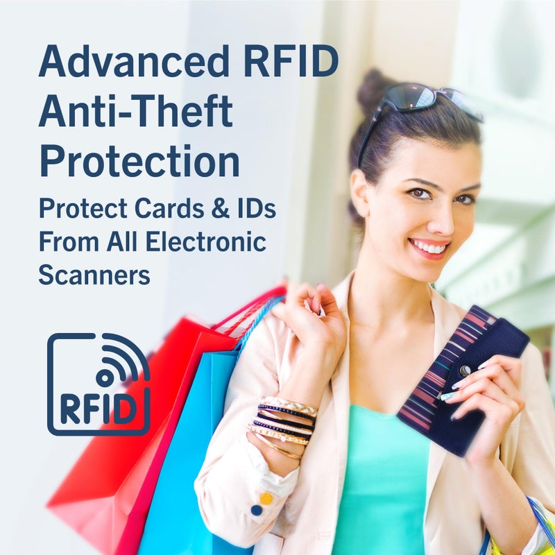 Nautica Money Manager Womens Slim Compact RFID Blocking Credit Card Holder Clutch Wallet Organizer with Zipper Coin Purse and Phone Compartment in Petal Pink - Image 4