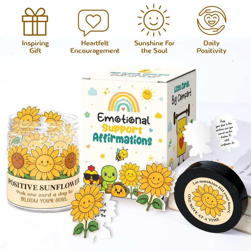 LumenJar Sunflower Gifts For Women - Easter Gifts For Women,Teens, Kids, Girls - 60 Positive Affirmation Cards Jar - Birthday Gift For Womens, Mom, Coworkers, Friends, Sister - Cheer Up Gift For Womans - Image 5