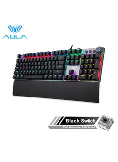 AULA Mechanical Gaming Keyboard NKRO with Wrist Rest RGB Backlit Volume/Lighting Control Knob Fully Programmable 108-Keys Anti-Ghosting Wired Computer Keyboards for Office/Games, Black Switch  - Image 1