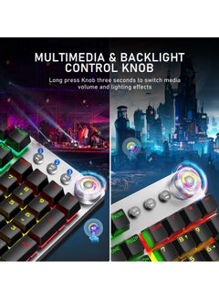 AULA Mechanical Gaming Keyboard NKRO with Wrist Rest RGB Backlit Volume/Lighting Control Knob Fully Programmable 108-Keys Anti-Ghosting Wired Computer Keyboards for Office/Games, Black Switch  - Image 2