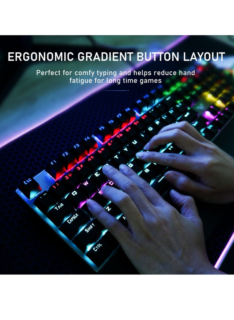 AULA - Mechanical Gaming Keyboard NKRO with Wrist Rest RGB Backlit Volume/Lighting Control Knob Fully Programmable 108-Keys Anti-Ghosting Wired Computer Keyboards for Office/Games, Black Switch - Image 1