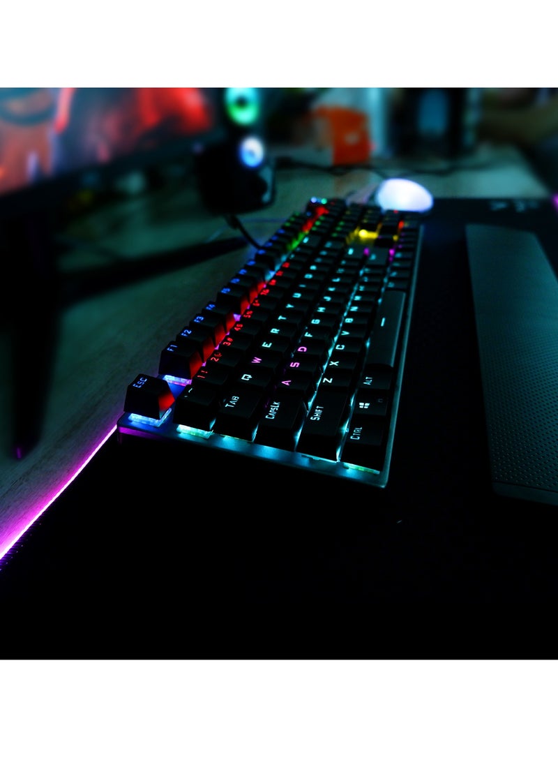 AULA - Mechanical Gaming Keyboard NKRO with Wrist Rest RGB Backlit Volume/Lighting Control Knob Fully Programmable 108-Keys Anti-Ghosting Wired Computer Keyboards for Office/Games, Black Switch - Image 1