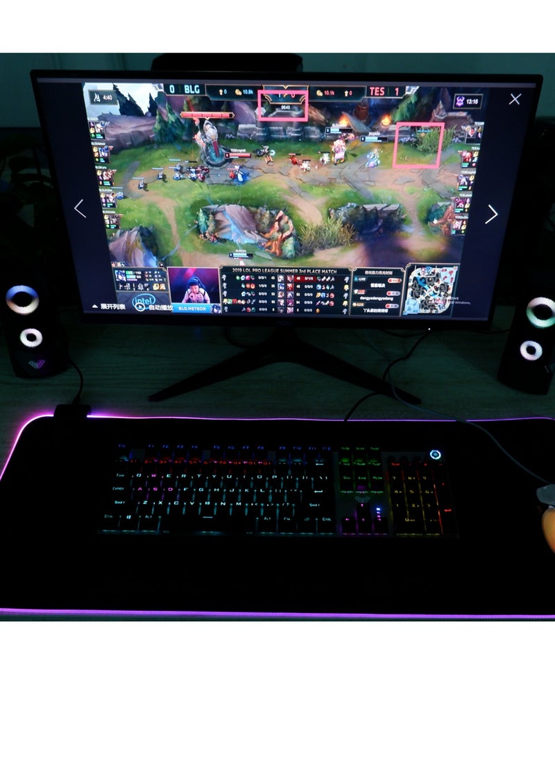 AULA - Mechanical Gaming Keyboard NKRO with Wrist Rest RGB Backlit Volume/Lighting Control Knob Fully Programmable 108-Keys Anti-Ghosting Wired Computer Keyboards for Office/Games, Black Switch - Image 1