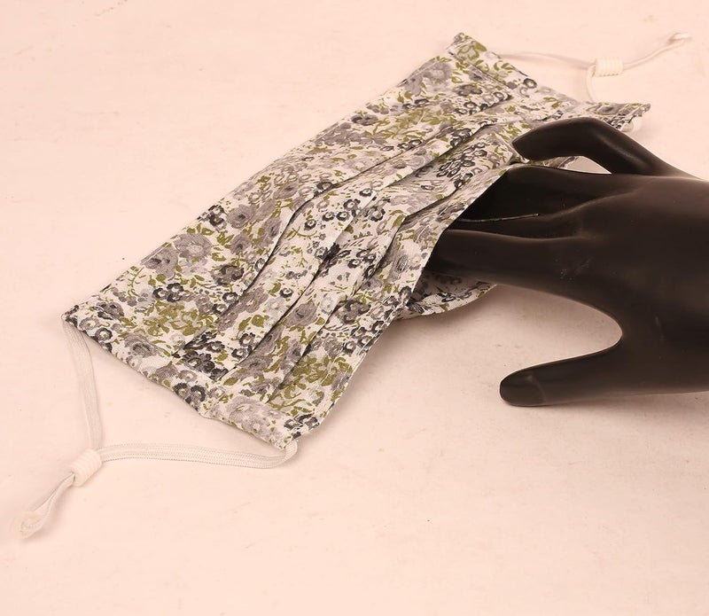 Touchstone Floral Fabric Adjustable filter pocket nose bridge 2 layer anti-pollution smog cold cough protective cotton face mask reusable washable for men women (Pack of 5). Yellow Black Maroon Brown - Image 5